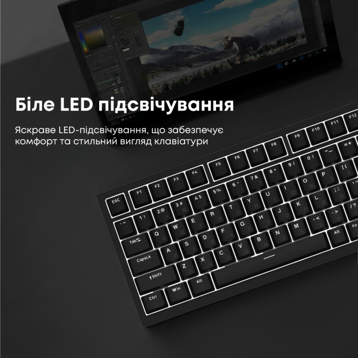 Дротова механічна клавіатура Ajazz AK820 Red Switch Black (AK820-R-B)