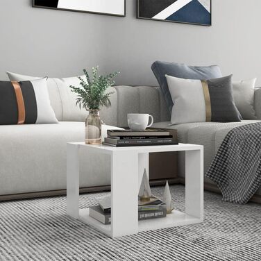 Журнальний стіл vidaXL білий 40x40x30 см, деревостружковий, для вітальні, кавовий стіл, приставний стіл