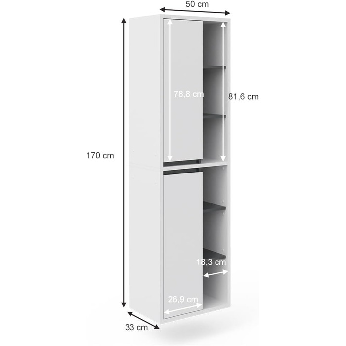 Шафа для ванної Vicco Viola, біла, 50x170 см
