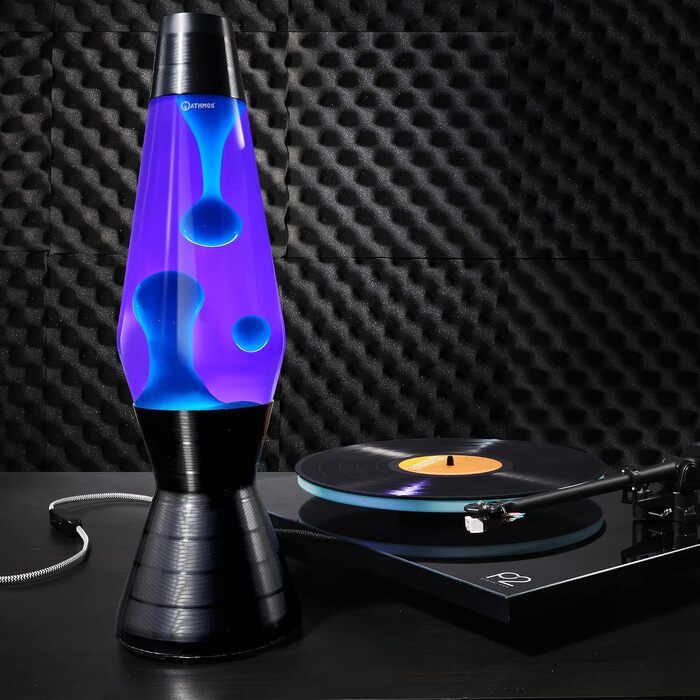 Лава-лампа Mathmos Astro Vinyl: дизайнерський світильник ручної роботи, чорний/фіолетовий/бірюзовий