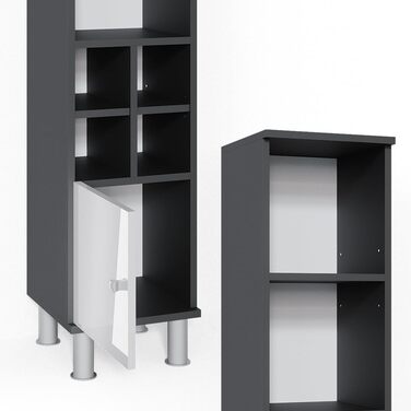Пенал для ванної Vicco Fynn, білий глянець/антрацит, 30x130.6 см, мала дверцята