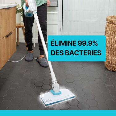 Парова швабра Black+Decker 1500 Вт з насадками, подовжувачем та двоступеневим регулюванням пари для прибирання будинку