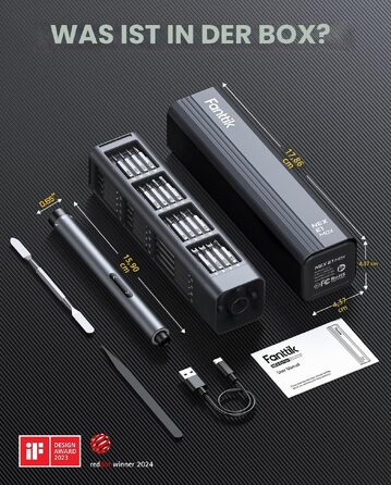 Набір викруток Fanttik E1 Max Mini 50-в-1 з магнітним прецизійним наконечником, 2 режими крутного моменту, для ремонту iPhone, ноутбуків, окулярів, годинників (сірий)