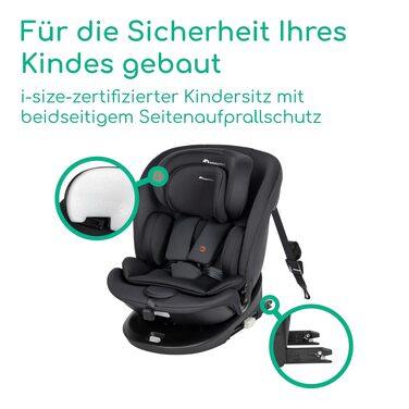 Дитяче автокрісло Bebeconfort RevolveFix 360 i-Size (40–150 см), поворотне, колір Full Black