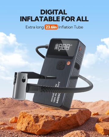 Бустер-пусковий пристрій для авто JC8 8000mAh 7-в-1: портативний компресор, Powerbank, LED-ліхтарик та USB-C зарядка, автомобільний jump starter