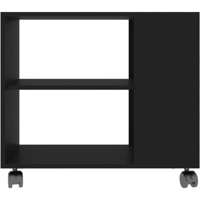 Журнальний стіл vidaXL на колесах, 2 рівні, чорний, 70x35x55 см, ДСП, для вітальні, кавовий/чайний стіл