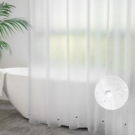 Душова шторка AooHome 180x200 см, напівпрозора біла, з 5 магнітами, 12 гачками, водонепроникна, антигрибкова, для ванни та душу