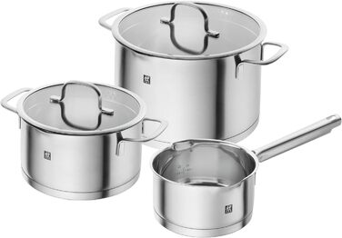 Набір каструль ZWILLING TrueFlow, 3 предмети, зливна функція, для індукції, нержавіюча сталь, сріблястий