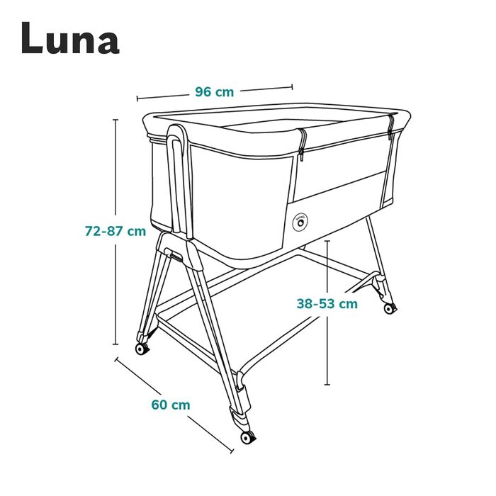 Дитяче ліжечко-колиска Lionelo Luna EIN з матрацом, переносне, регульоване по висоті та нахилу, 4 колеса з гальмами, для новонароджених до 9 кг, кріплення до ліжка батьків, бежеве