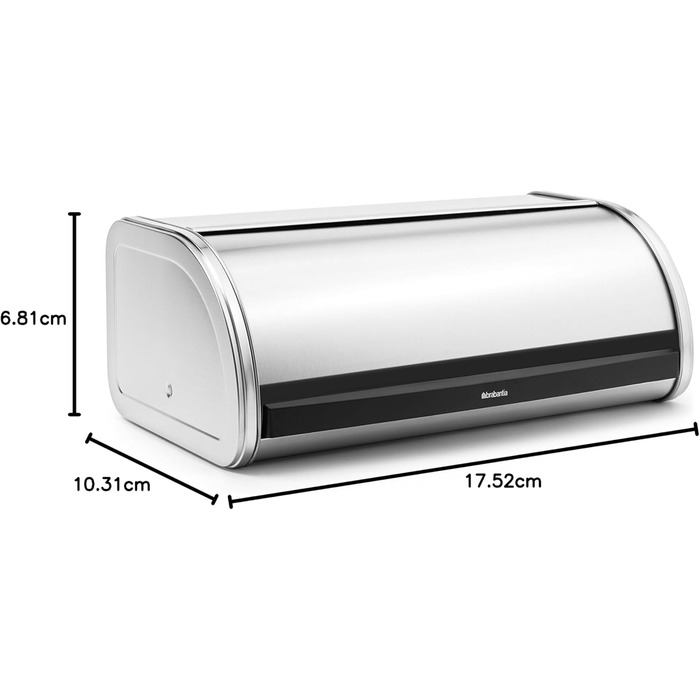 Контейнер для хліба Brabantia Rollbrotkasten, великий хлібник із плоским верхом, матова сталь, One Size