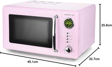 Мікрохвильова піч Emerio MW-112141.1 700 Вт, 20 л, рожева, ретро-дизайн з обертовим столом
