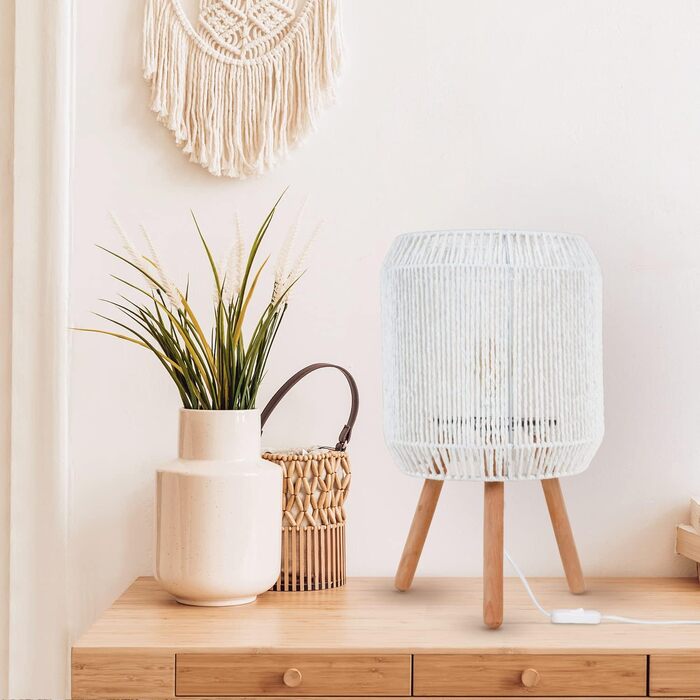 Настільна лампа Paco Home Boho з абажуром, біла, для спальні, робочого столу, декор, E27, тип 5