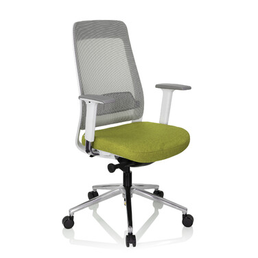 Офісне крісло / поворотне крісло CHIARO T2 WHITE сітка / тканина сіра / зелена hjh OFFICE