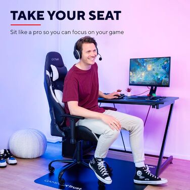 Ігрове крісло Trust Gaming GXT 708W Resto, біле, 360° обертання, знімні подушки, регульована висота, офісне крісло для комп'ютера