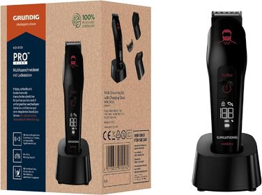 Машинка для стрижки GRUNDIG MGK 9030 ProClub, сенсор для бороди, вологе та сухе використання, літій-іонний акумулятор, титанове лезо, чорний/червоний