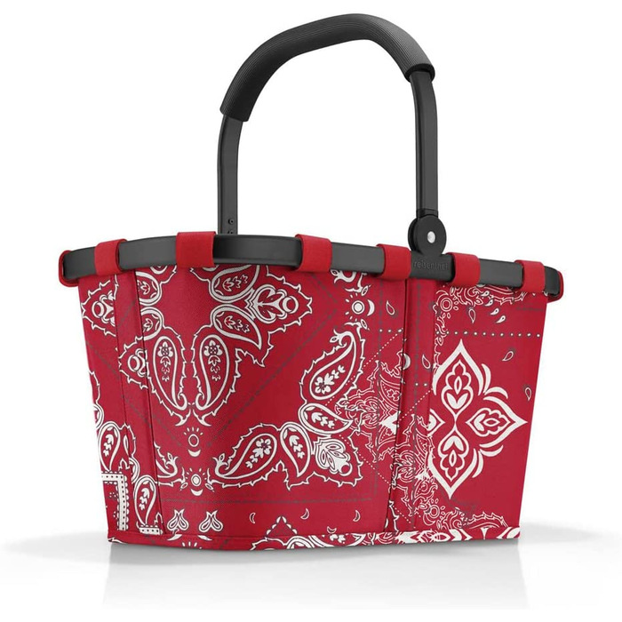 Reisenthel Carrybag Frame Bandana Red – міцний кошик для покупок з великим об'ємом, внутрішньою кишенею, водовідштовхувальний