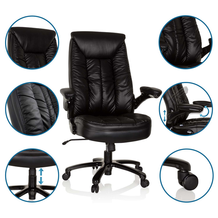 Надміцне крісло / офісне крісло INSTRUCTOR III XXL Шкіра чорна hjh OFFICE