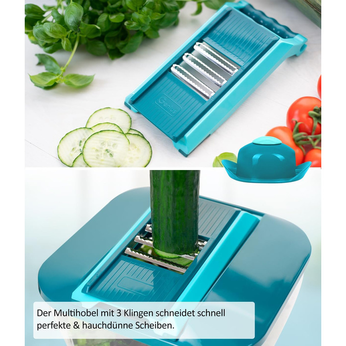 Овочерізка Nicer Dicer Chef Professional 23-в-1, ручна, з великим контейнером 5.2 л, насадками для спіралі, томатів, джульєн, салатів, кришкою для зберігання та рецептурником
