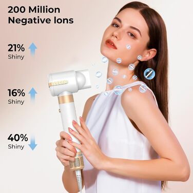 UKLISS Airstyler – багатофункціональний стайлер для волосся 7 в 1, фен-щітка з дифузором, автоматичний плойка, 110000 об/хв, для всіх типів волосся, білий