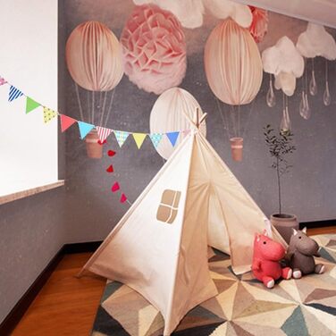 Kinder Tipi Zelt - класичне індіанське намет для дітей, бавовняний намет для дівчаток та хлопчиків з сумкою, складане ігрове домік для дому або на вулицю