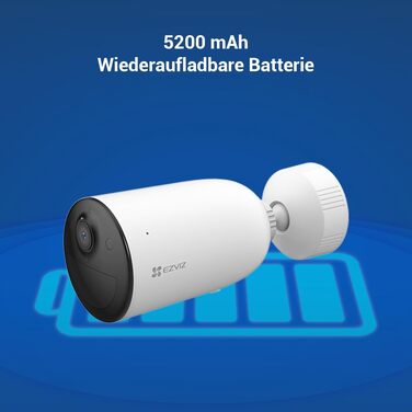 EZVIZ Зовнішня Wi-Fi камера 2K CB3 з акумулятором: бездротова, з нічною зйомкою, розпізнаванням людей/авто, сиреною, прожектором та двостороннім аудіо