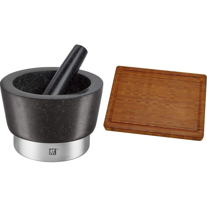 Набір Zwilling Spices: ступка та товкачик, діаметр 11 см, граніт, чорний, сито, нержавіюча сталь, 16 см