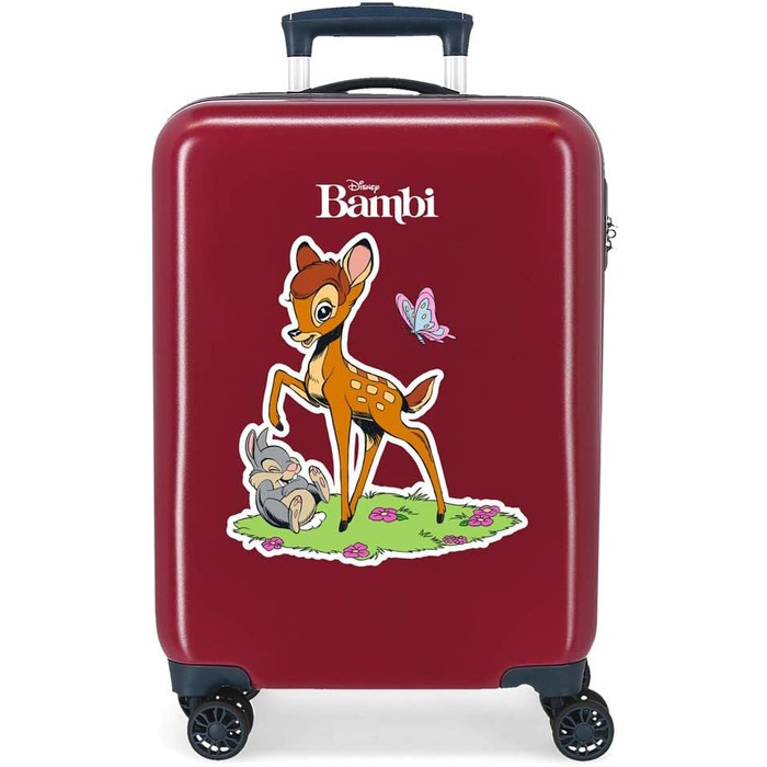Дитяча валіза Disney Bambi, червона, 55×38×20 см, жорсткий пластик, 34 л, 2 кг, 4 колеса, кодовий замок