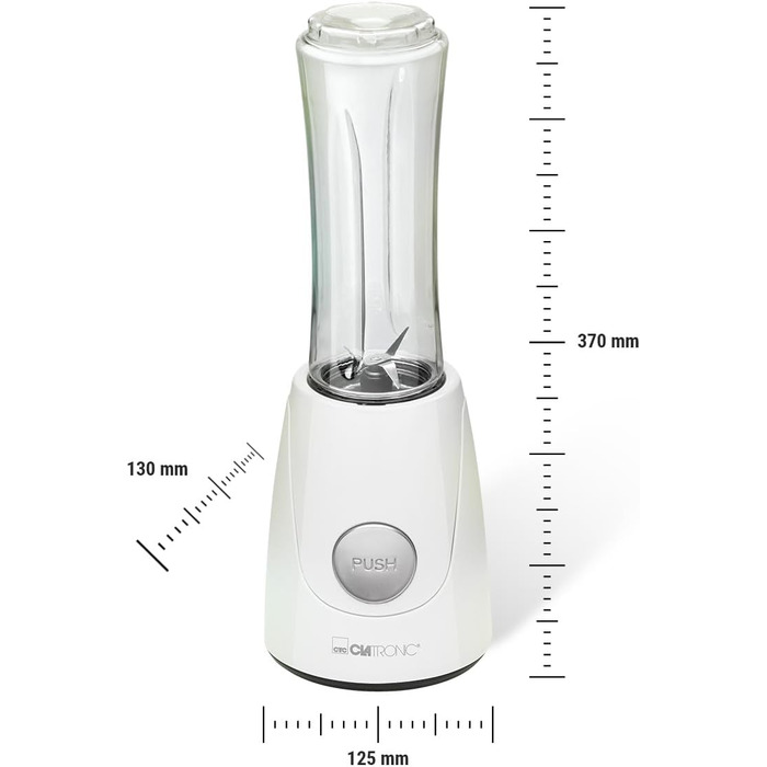 Блендер Clatronic SM 3593, 250Вт, для смузі, шейків, супів та соусів, білий, міксер з чашею-тримачем для напоїв