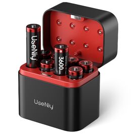 Набір акумуляторів UseNiy AA 1.5V Lithium (8 шт.) з зарядним пристроєм на 8 слотів, чорний