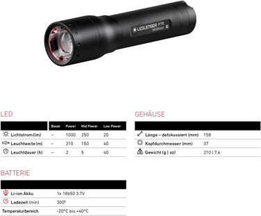 Ліхтарик Ledlenser P7R, акумуляторний, LED, 1000 люмен, 210 м, 40 годин, фокусування