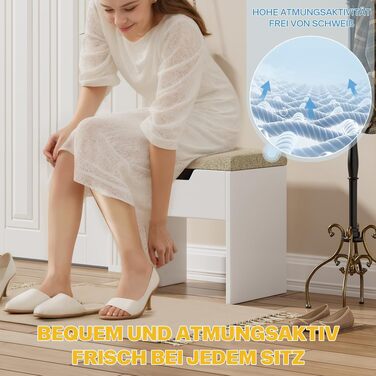 Пуф для туалетного столика Devoko з місцем для зберігання, білий, 38x30x41 см
