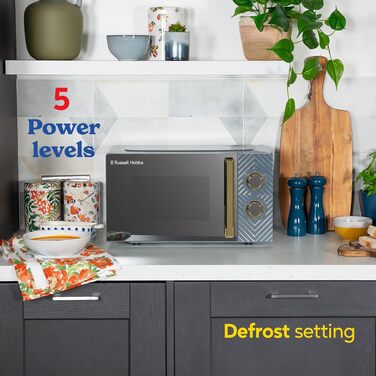 Мікрохвильова піч Russell Hobbs RHMM723G 17 л, 700 Вт, сіра: 5 режимів потужності, таймер, функція розморожування, стильний дизайн