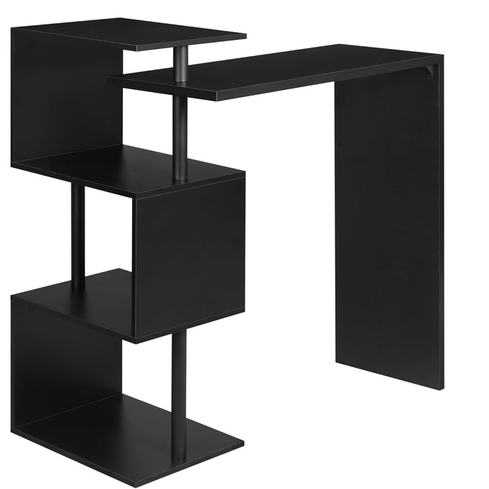 Барна стійка WOLTU BT27sz, обертається, 3 полиці, метал і МДФ, 134x38x112 см, чорна