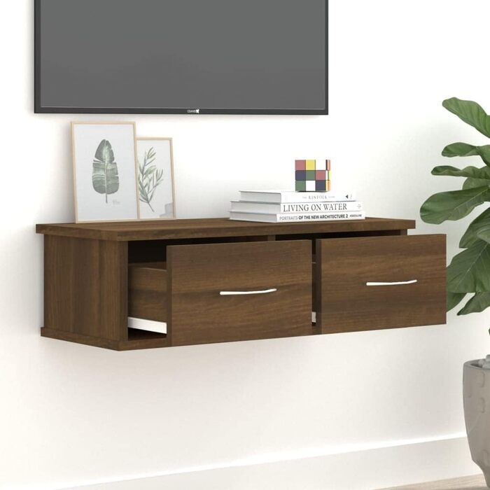 Підвісна тумба для телевізора vidaXL, 60x26x18,5 см, коричнева, імітація дуба, МДФ, меблі для вітальні