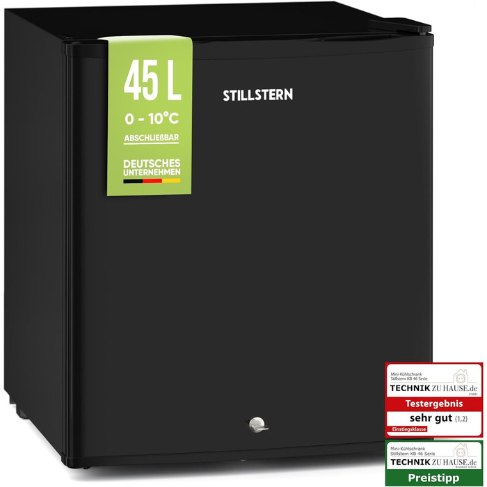 Міні-холодильник Stillstern 45 л з морозильною камерою, авторазморозкою, замком, тихий, для кухні, офісу, готелів, спальні та напоїв