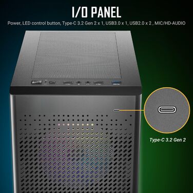 Корпус для ПК ANTEC NX500M ARGB з сітчастою передньою панеллю, 3 ARGB вентиляторами 120 мм, скляною бічною стінкою, підтримкою до 6 вентиляторів і радіатора 360 мм, Type-C 3.2 Gen2