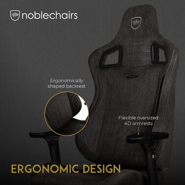 Ігрове крісло noblechairs Epic TX, антрацит, текстиль, офісне, дихаюче, з підголівником і поперековою підтримкою, для користувачів до 120 кг