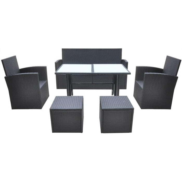 Комплект садових меблів Garten-Lounge 6-TLG з подушками, полиротанг, чорний