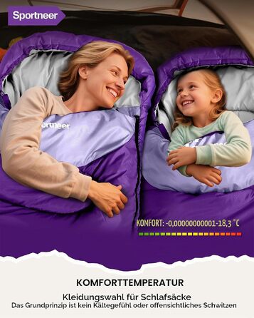 Спальний мішок для дітей та дорослих Outdoor, легкий та компактний (220x80 см), ліловий