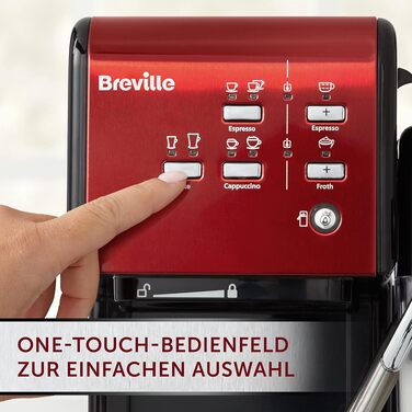 Кавомашина Breville Prima Latte II: Еспресо та капучино, 15 бар, червоний (VCF109X)