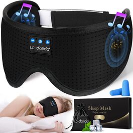 LC-dolida Маска для сну з Bluetooth-навушниками V5.4, м'яка бавовняна пов'язка на очі з мікрофоном для подорожей, йоги, медитації, для жінок і чоловіків, прана, синя