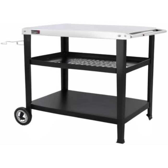 Столик Royal Gourmet PC3404S на коліщатках з контейнером для сміття, для вулиці, саду, тераси, грилю, кухні, візок для приготування їжі, 76,2 x 48,3 см, стільниця з нержавіючої сталі, сріблястий