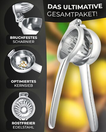 Преміальний ручний віджим для цитрусових VALUXE® зі сталі (Small Deluxe) — соковижималка для лимонів, лаймів та апельсинів, придатна для посудомийки