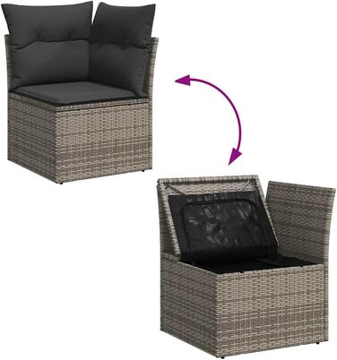 Комплект садових меблів Lounge Sofa на 6 місць, сірий поліротанг з подушками, набір м'яких меблів для тераси та саду
