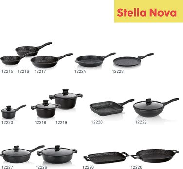 Каструля Kela Stella Nova 20 см, 2,2 л, алюмінієва, антипригарна, чорна, з кришкою, для всіх плит