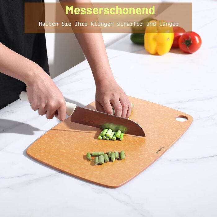 Набір дощок для нарізання BESTCOOK з дерев'яного волокна (3 шт.), стійкі до посудомийної машини, антипористі, без BPA, для м'яса, овочів, сиру та хліба (S+M)