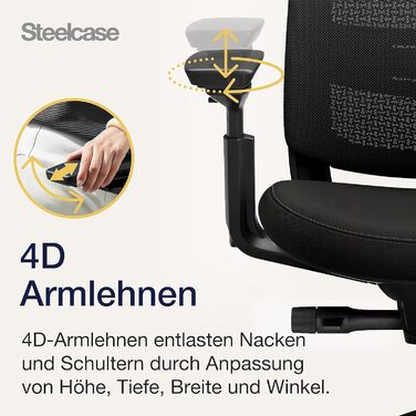 Ергономічне крісло Steelcase Series 2 з підтримкою спини LiveBack, 4D підлокітники, регульована підголівник, Трюфель (Чорний Онікс, Сучасний)