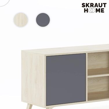 ТВ-тумба Skraut Home Wind 100 Puccini для вітальні, 57x95x40 см, сіра, для телевізора 32/40 дюймів, флігельні двері Puccini