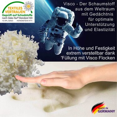 Подушка для сну Traumreiter Visco Gel XL 140x50, ортопедична, для вагітних, довга, з чохлом із бавовни, сірий колір