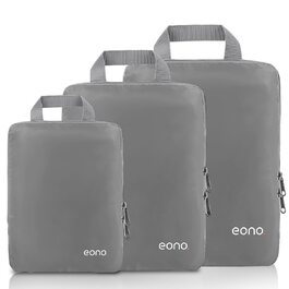 Набір компресійних органайзерів для одягу в подорожі Eono by Amazon, 4-тільний комплект сумок для валізи та рюкзака, темно-синій